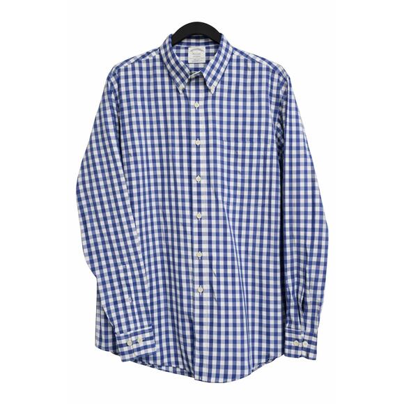 Brooks Brothers Regent Blue Gingham Button Down Men’s L, Bus/ Classic timeless - Picture 4 of 7